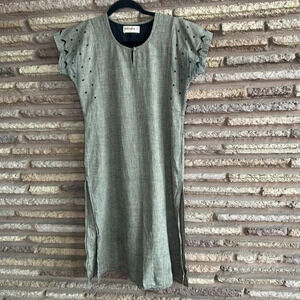 Fabindia Gray Embroidered Ethnic Festival Tunic Dress